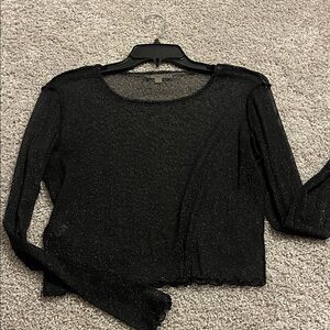 Black Glitter Long Sleeve Top